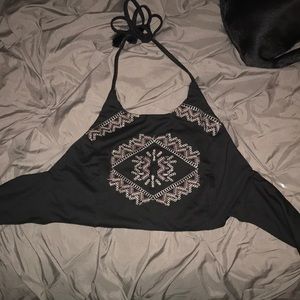 Black halter crop top